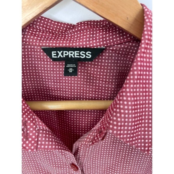 Express Viscose Blend Button-Down Collared Polka Dot Blouse Women's Medium - Picture 6 of 10